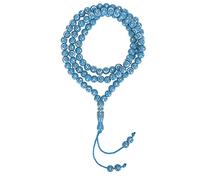 Collier de perles de prière islamique, dorure en résine 99 grains, collier de prière musulman, bracelet avec lune et étoile gravées pour le culte et la récitation des écritures (Blue)