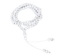 Collier de perles de prière islamique, dorure en résine 99 grains, collier de prière musulman, bracelet avec lune et étoile gravées pour le culte et la récitation des écritures (White)