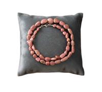 Collier de perles de rhodonite naturelle, forme roulée, couleur pêche, accessoire de cou, 8-22 x 16 mm | Collier de 45,7 cm , fait main, perles de cristal aux vertus curatives | LKSLF_NCK_00019