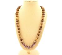 Collier de perles de rubis de Mogok, Birmanie, Myanmar Qualité 2A + bois 8 mm Chaîne en acier inoxydable