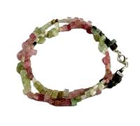 Collier de perles de tourmaline multicolores naturelles, forme rectangulaire, accessoire de cou multicolore 2 x 6 à 4 x 6 mm | Collier de 43 cm fait main, perles de cristal de | LKSLF_NCK_00101