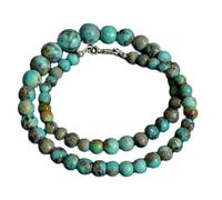 Collier de perles de turquoise naturelle africaine, forme rondelle, couleur turquoise, accessoire de cou 5-10 mm | Collier 45 cm fait main, perles de cristal de guérison, bijou | LKSLF_NCK_00053