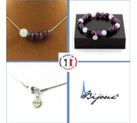 Collier de perles d'oeil de tigre lilas ensemble + améthyste + pierre de lune + lépidolite 8 mm chaîne en acier inoxydable