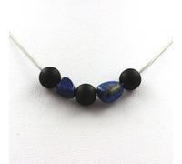Collier de perles d'onyx noir mat de 8 mm + lapis-lazuli du Pakistan