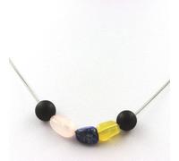 Collier de perles d'onyx noir mat de 8 mm + quartz rose du Brésil + lapis-lazuli du Pakistan + opale jaune d'Australie