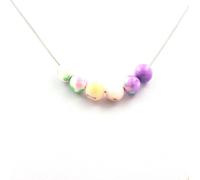 Collier de perles d'opale rose + jaspe bleu-mauve + jaspe rose-vert + jaspe jaune-rose 8 mm
