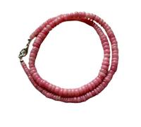 Collier de perles d'opale rose naturelle, forme rondelle, couleur rose, accessoire de cou 3-5 mm | Collier 43 cm (17 pouces) fait main, perles de cristal aux vertus curatives | LKSLF_NCK_00351