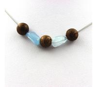 collier de perles en bois de 8 mm + aigue-marine brésilienne