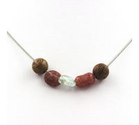 collier de perles en bois de 8 mm + aigue-marine brésilienne + rubis brésilien