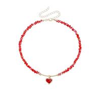 Collier de perles en cristal romantique en forme de cœur fait à la main pour porte-clés bijou de sac à main adapté pour les cadeaux et la collection individuelle collier d'usure quotidienne, taille