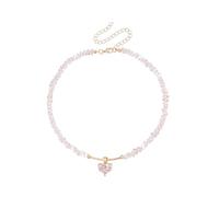 Collier de perles en cristal romantique en forme de cœur fait à la main pour porte-clés bijou de sac à main adapté pour les cadeaux et la collection individuelle collier d'usure quotidienne, taille