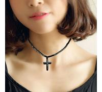 Collier De Perles En Hématite Magnétique Unisexe, En Croix, Pour Thérapie, Soins De Santé, Noir