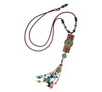 Collier de Perles en Laiton du Népal avec Pendentif Long Pompon - Bijoux Uniques Faits à la Main pour Femmes