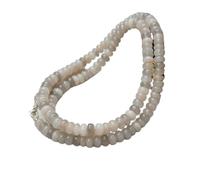 Collier de perles en pierre de lune grise naturelle, forme rondelle, couleur grise, accessoire de cou, 7-12 mm | Collier de 43 cm fait main, perles de cristal aux vertus curatives | LKSLF_NCK_00431