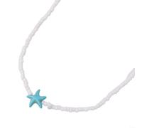 Collier de perles fait à la main avec accents d'étoiles de mer - Chaîne unique pour accessoires sur le thème de la plage - Vert