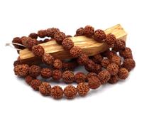 Collier de perles Mala Rudraksha avec 108 perles de prière pour le Japa, la méditation et pour augmenter le calme, Bois, Pas de gemme