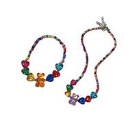 Collier de perles mignon et ludique avec adorable breloque ours en résine, bracelet coloré en forme de cœur et d'ours, taille unique, Comme décrit, Comme décrit.