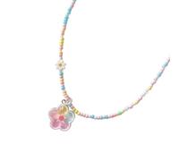 Collier de perles multicolores avec breloque centrale, 50 cm, bijou tendance pour un usage quotidien et les voyages, collier de perles pastel colorées, chaîne de clavicule centre, bijoux ludiques, One