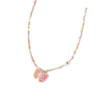 Collier de perles multicolores avec breloque centrale, 50 cm, bijou tendance pour un usage quotidien et les voyages, collier de perles pastel colorées, chaîne de clavicule centre, bijoux ludiques, One