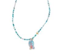 Collier de perles multicolores avec breloque centrale, 50 cm, bijou tendance pour un usage quotidien et les voyages, collier de perles pastel colorées, chaîne de clavicule centre, bijoux ludiques, One