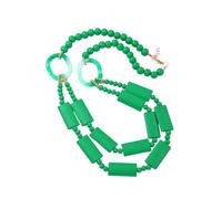 Collier de perles multicouches avec perle géométrique | Perles de bois et liens géométriques, positions de fixation réglables, bijoux de cou superposés
