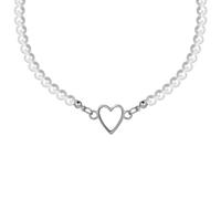 Collier de perles plaqué or pour femme - Tendance - En oxyde de zirconium - Cœur rouge - Pierres de naissance - Ne ternit pas - Chaîne épaisse en or 14 carats - Collier ras du cou à breloques pour