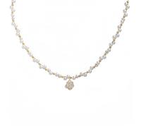 Collier de perles plaqué or pour femme - Tendance - En oxyde de zirconium - Cœur rouge - Pierres de naissance - Ne ternit pas - Chaîne épaisse en or 14 carats - Collier ras du cou à breloques pour