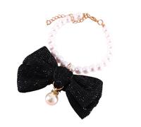 Collier de Perles pour Chat et Chien Réglable, Bijou avec Pendentif Nœud Rose en PP et Métal, Collier Confortable 20-27cm, Accessoire Élégant, Mariages, Anniversaires, Saint-Valentin & Fêtes d’Animaux