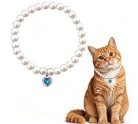 Collier de perles pour chats et chiens de petite taille - Accessoires pour chats et chats - Collier de perles pour animaux domestiques avec breloque en forme de cœur - Collier élastique pour chien et