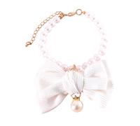 Collier de perles réglable pour chat et chien, avec pendentif en nœud rose en PP et métal, collier confortable de 20-27 cm, accessoire élégant pour mariages, anniversaires, Saint-Valentin, fêtes