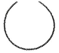 Collier de perles rondes à facettes noires avec fermoirs plaqués or 24 carats d'environ 3,5 mm, perles naturelles à facettes classiques, simples, collier de 45,7 cm.