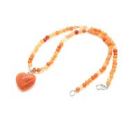 Collier de Perles Rondes en Pierre Naturelle en Forme de cœur de 4 mm, personnalité Simple, Aventurine Verte, chaîne de Pull en Pierre Rouge, Unisexe, Style Tout-Assorti pour l'automne et l'hiver