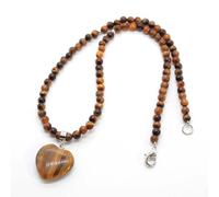 Collier de Perles Rondes en Pierre Naturelle en Forme de cœur de 4 mm, personnalité Simple, chaîne de Pull en Pierre Rouge Aventurine Verte, Unisexe, Style Tout-Aller Automne et Hiver, œil de ti