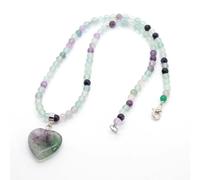 Collier de Perles Rondes en Pierre Naturelle en Forme de cœur de 4 mm, personnalité Simple, chaîne de Pull en Pierre Rouge Aventurine Verte, Unisexe, Style Tout-Aller Automne et Hiver, Fluorite,