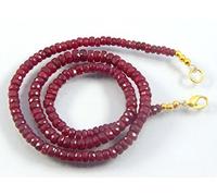 Collier de perles rubis à 1 brin, perles rondes à facettes rubis de 3 à 6 mm