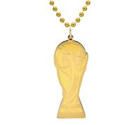 Collier de perles sous licence officielle Coupe du monde de la FIFA 2026 - Pendentif trophée de la Coupe du monde surdimensionné doré de 91,4 cm - Équipement ultime de jour de match de football et