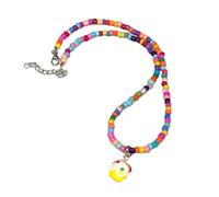 Collier de perles tissé à la main - Couleur plage - Collier avec pendentif en forme de gâteau de riz - Pour femme, taille unique, Comme décrit, Comme décrit.