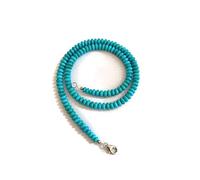 Collier de perles turquoise naturelles de l'Arizona avec argent sterling de 45,7 cm, rondelles lisses turquoise, couleur bleue, bijou en argent pour filles, femmes, pierre précieuse, turquoise