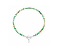 Collier de perles turquoise pour femme, style bohème de 6 mm, pierre naturelle colorée, fermoir à bascule, collier de perles d'eau douce, facile à porter, fermoir sur le devant, bijou d'été