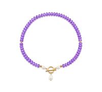 Collier de perles turquoise pour femme, style bohème de 6 mm, pierre naturelle colorée, fermoir à bascule, collier de perles d'eau douce, facile à porter, fermoir sur le devant, bijou d'été