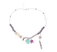 Collier de perles vintage avec pendentif en forme de cœur fait à la main - Longueur réglable