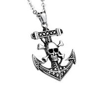 Collier de Pirate d'accessoires pour Hommes pour Hommes et Femmes, Pirates de Charme Vintage du Collier des Caraïbes Jack Sparrow's Skull Pendant Collier Bijoux, Hollow Out Rudder Pendant