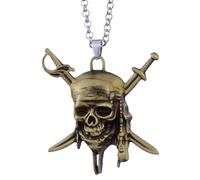 Collier de Pirate d'accessoires pour Hommes pour Hommes et Femmes, Pirates de Charme Vintage du Collier des Caraïbes Jack Sparrow's Skull Pendant Collier Bijoux, Hollow Out Rudder Pendant