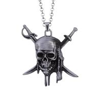 Collier de Pirate d'accessoires pour Hommes pour Hommes et Femmes, Pirates de Charme Vintage du Collier des Caraïbes Jack Sparrow's Skull Pendant Collier Bijoux, Hollow Out Rudder Pendant