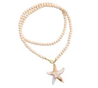 Collier de plage météo avec pendentif côtier, longue chaîne de perles en bois et fermoir mousqueton pour bijoux décontractés et voyage côtier collier pendentif chaîne de perles en bois bijoux de plage