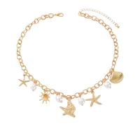 Collier de plage réglable en coquillages et perles de 18 + 3 cm, bijoux empilables pour femmes, accessoires de superposition de vacances, collier empilable tendance pour femme, taille unique, Comme