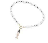 Collier de poisson perlé Fermeture à bascule décorative | Fermeture à bascule sur le devant, design perlé à un seul brin, bijoux inspirés du poisson pour les tenues de tous