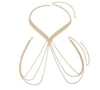 Collier de poitrine à franges en cascade avec strass pour les festivals et les concerts Chaîne à bandoulière Accessoires gothique Punk Bijoux de corps, One Size, Comme décrit, Comme décrit.