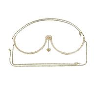 Collier de poitrine en strass brillant pour soutien-gorge, bijoux de corps, boîte de nuit, plage, fête, doré, 120 cm