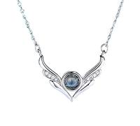 Collier de projection personnalisé photo personnalisé femmes 100 langues je t'aime collier aile collier(Slive - Photo - Pleine Couleur)